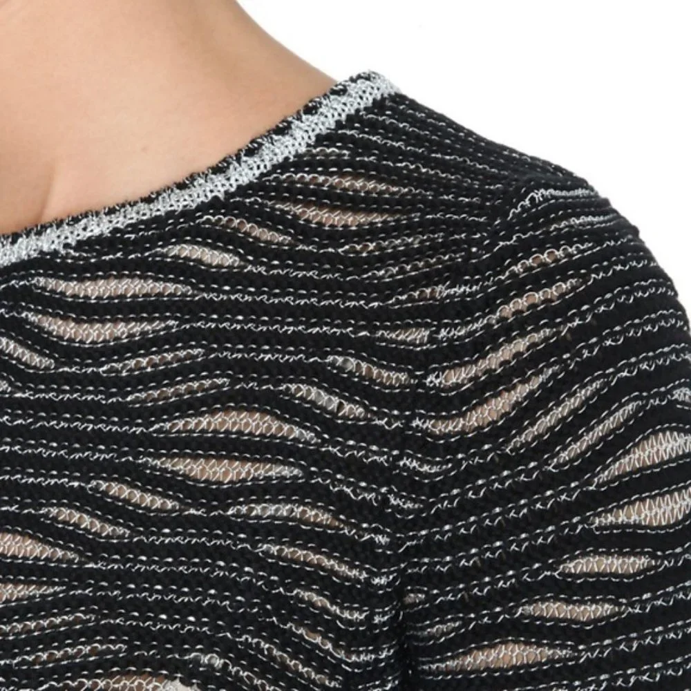 Maje Melodie Jacquard Metallic Open Knit Sweater / Size 1 / Small - Picture 4 of 13